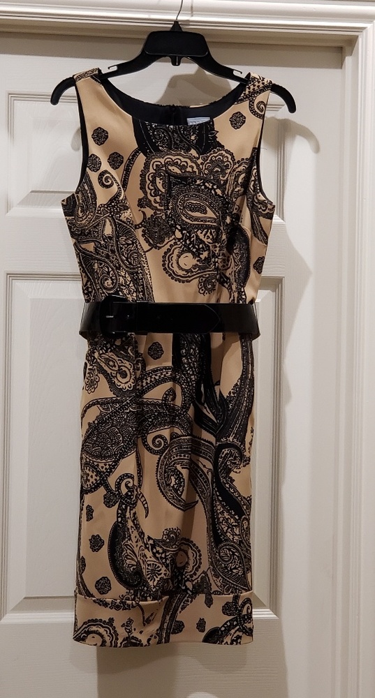 Tan/black sheath dress